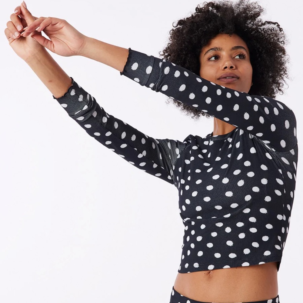 Outdoor Voice Rib Longsleeve in Polka Dot - XL